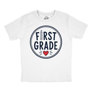 Youth Funny T Shirts First Grade Pencil Circle Heart Tee For Kids